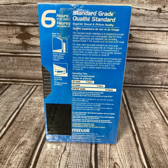 MAXELL 6 Hours T-120 4 Pack Blank Standard Grade VHS Tapes Brand NEW SEALED - Picture 3 of 6
